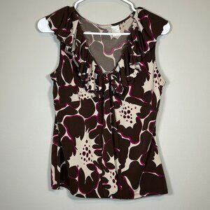 brown & purple flower blouse